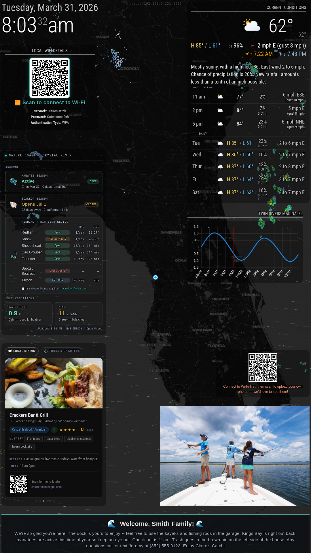 LibertyLab smart display showing live dashboard