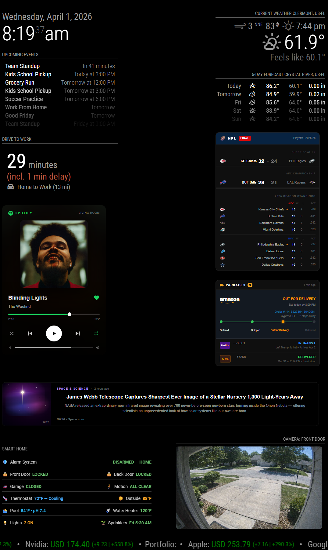 LibertyLab smart display showing live dashboard
